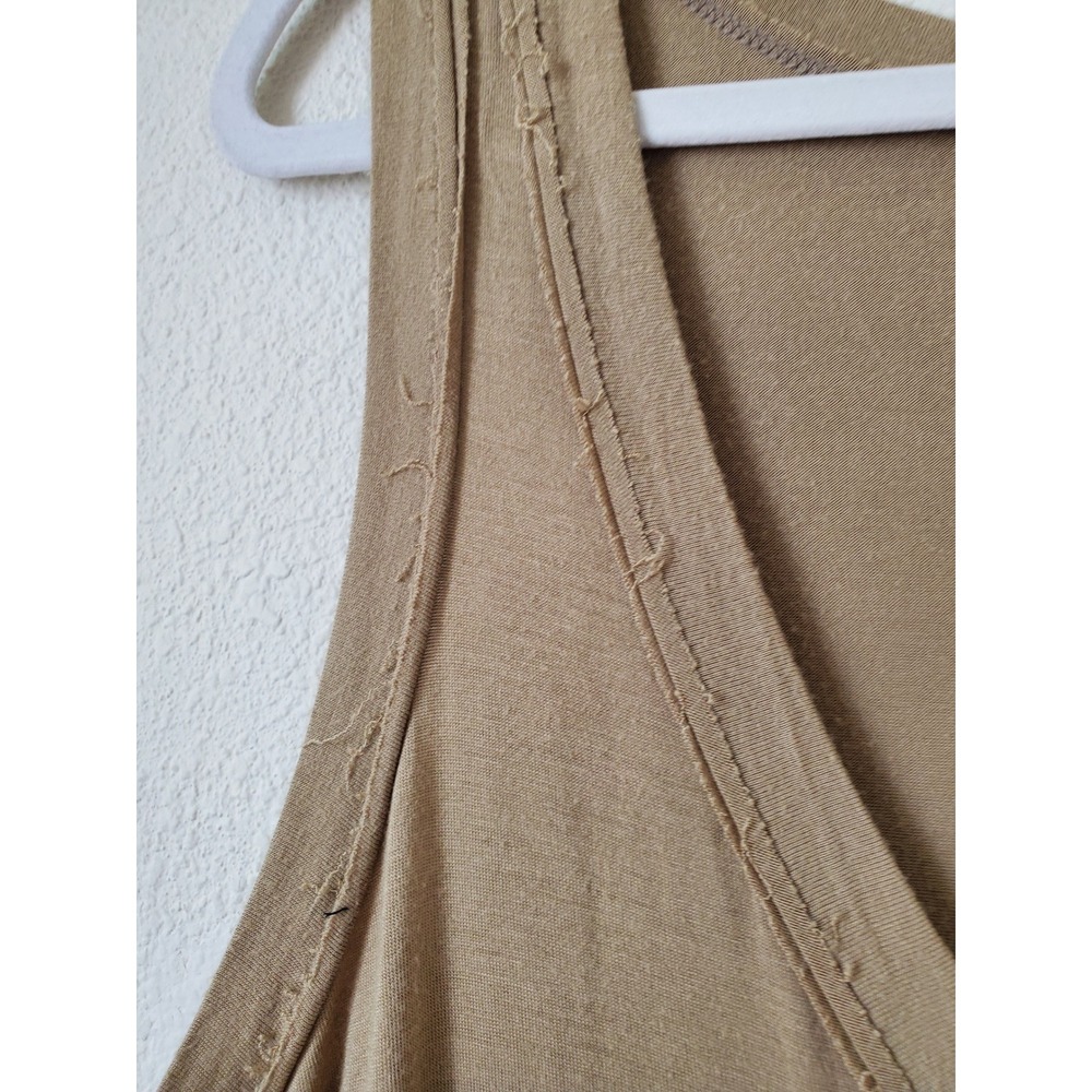 Free People Tan V-Neck Raw Edge Easy Tank Top OB1194459 Medium Stretch - Picture 3 of 10